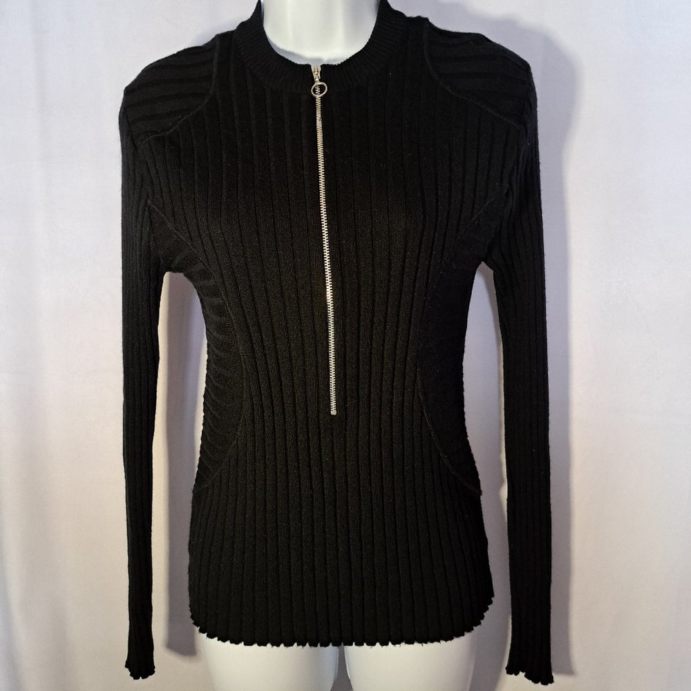 GEORGES RECH Maille TOP Sz (5) S - M sweater front zip OLD MONEY CORPCORE CASUAL